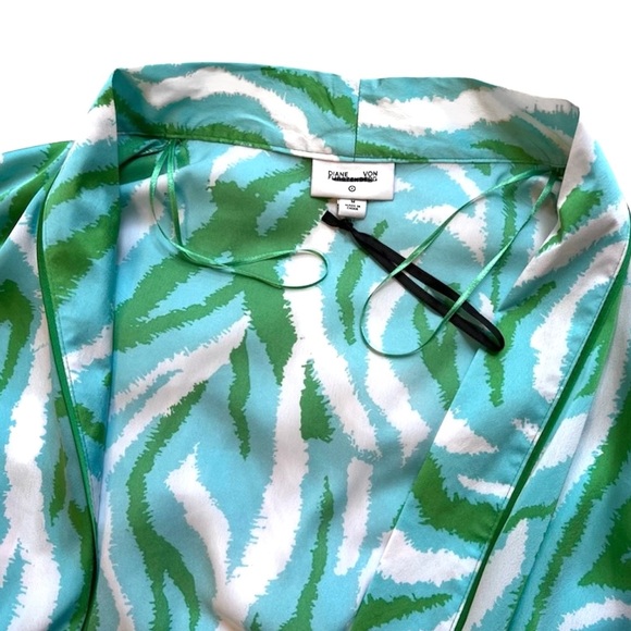 Target x DVF Long Satin Disco Zebra Green Robe - Picture 4 of 13